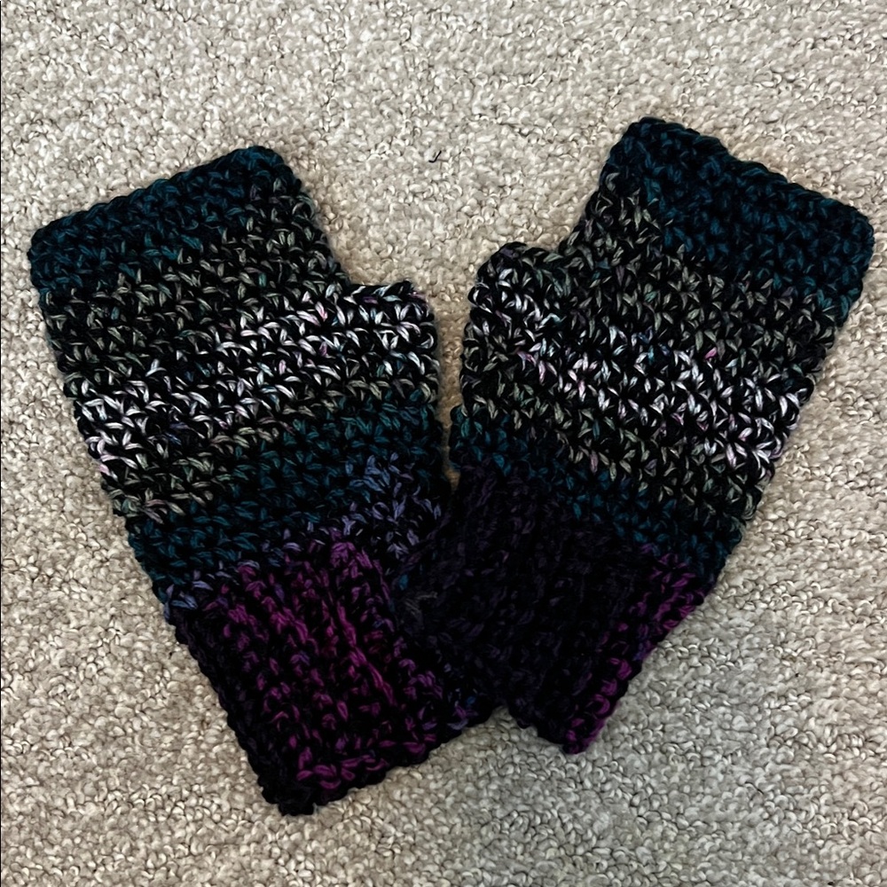 Multicolor Knit Fingerless Gloves